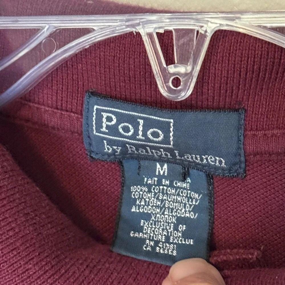Polo Ralph Lauren Boys Youth Medium Big Pony Polo Shirt Burgundy Short Sleeve
